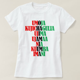 Camiseta Sete Princípios das Cores de Kwanzaa Kinara