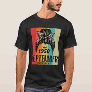 Camiseta Setembro 1950 Aniversário Garota Mensy Bun Feliz N