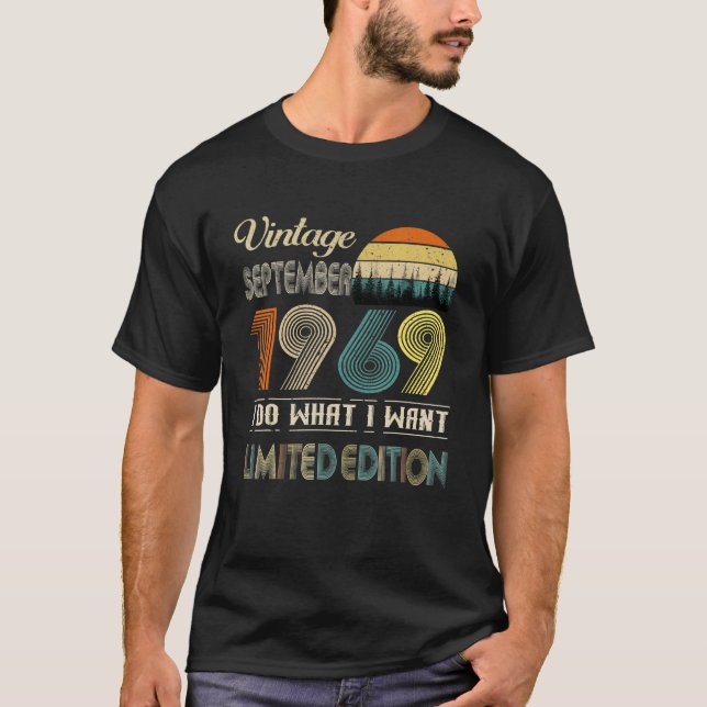Camiseta Setembro 1969 Vintage 53 Anos Aniversário (Frente)