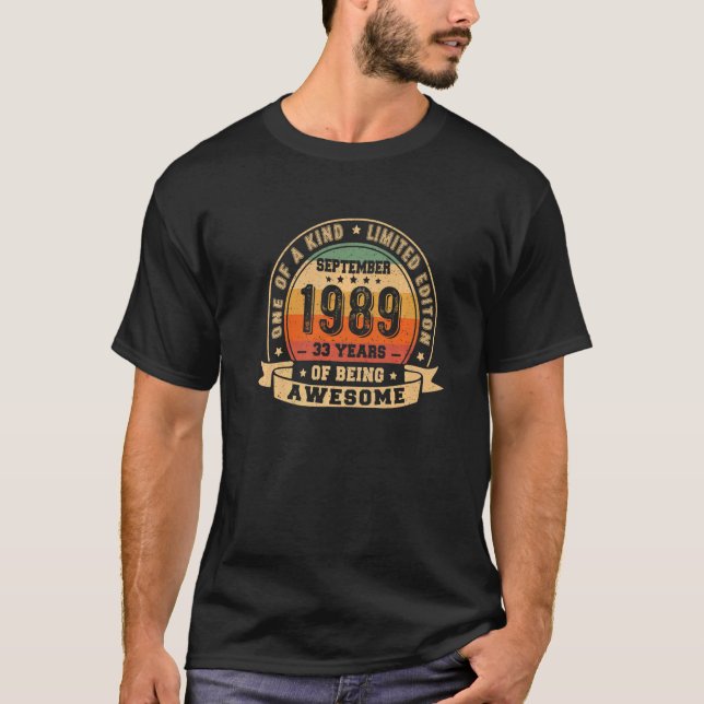 Camiseta Setembro 1989 33º Aniversário 33 Anos (Frente)