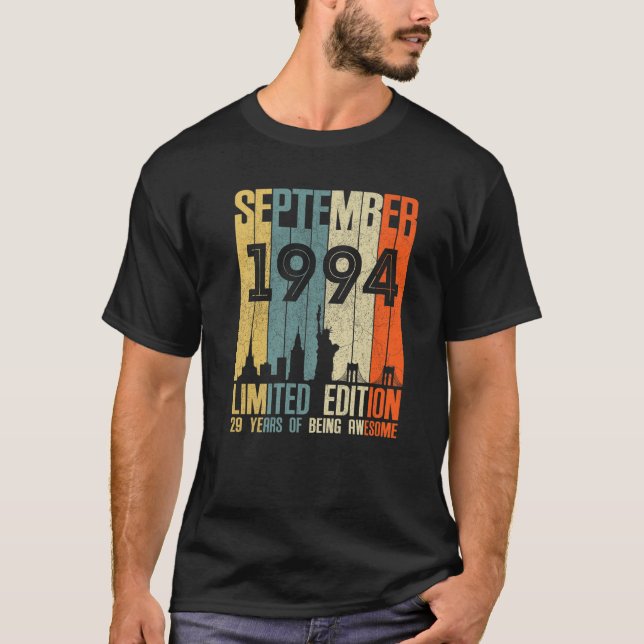 Camiseta Setembro 1994 29 Aniversário 29 Anos 1994 Nascimen (Frente)