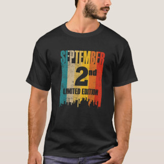 Camiseta Setembro 2 Edição Limitada Mês 9 Dia 2 Retro Vi