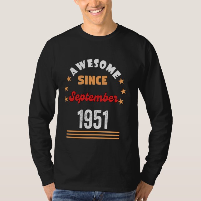 Camiseta Setembro De 1951 Aniversário Espetacular Desde 195 (Frente)