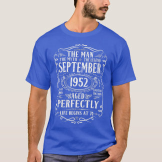 Camiseta Setembro de 1952 Man Myth Legend 70 Aniversário 70