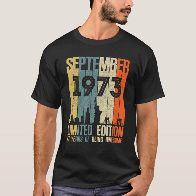 Camiseta Setembro De 1973 T 47 Anos 1973 Aniversário (Frente)