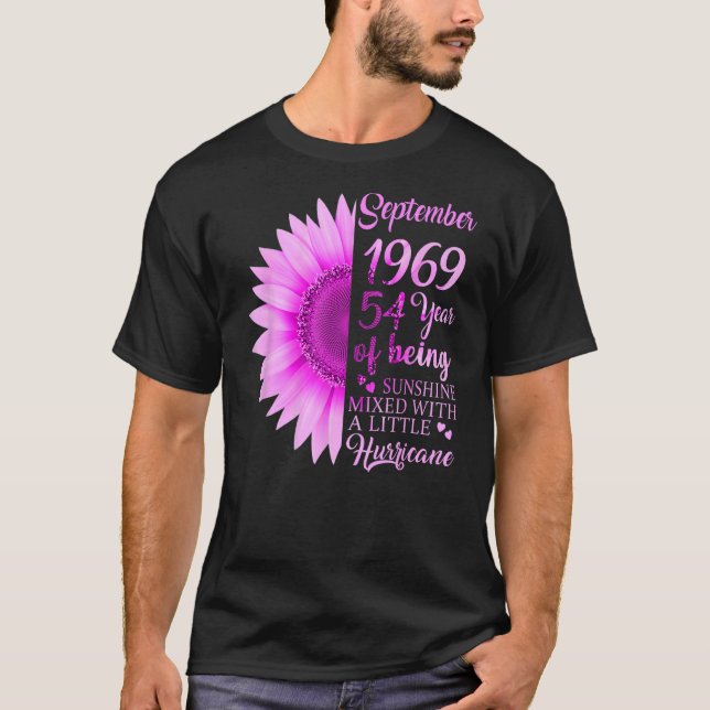Camiseta Setembro Rapariga 1969 54º aniversário 54 anos (Frente)