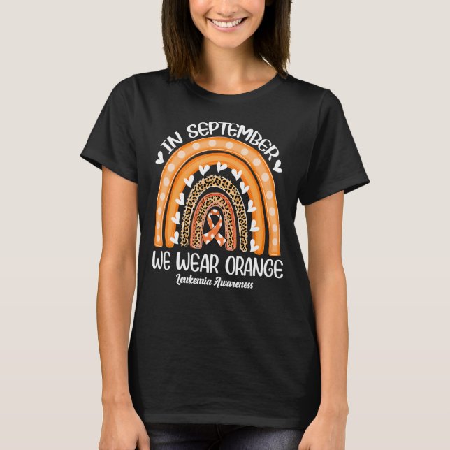 Camiseta Setembro Vestimos Laranja Leopard Rainbow Leukemia (Frente)