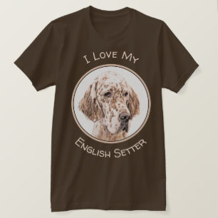 Camiseta Setter Inglês Laranja Belton Pintando Arte Cão