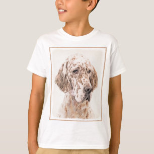 Camiseta Setter Inglês Laranja Belton Pintando Arte Cão