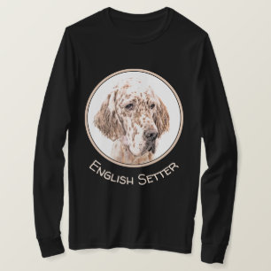 Camiseta Setter Inglês Laranja Belton Pintando Arte Cão