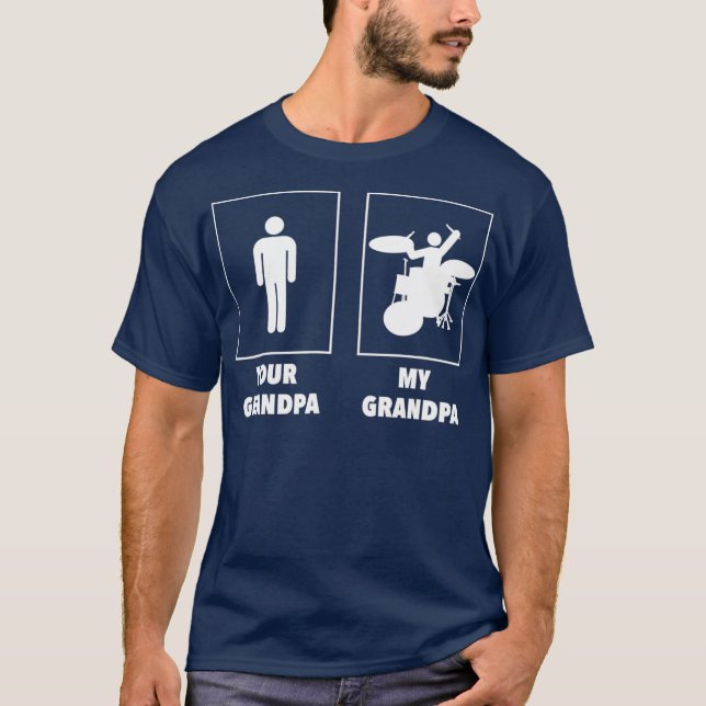 Camiseta Seu avô Meu avô Drummer Rock N Roll Banda (Frente)