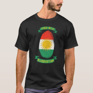 Camiseta Seu Biji Kurdistan Flag Kurde Fingerprint