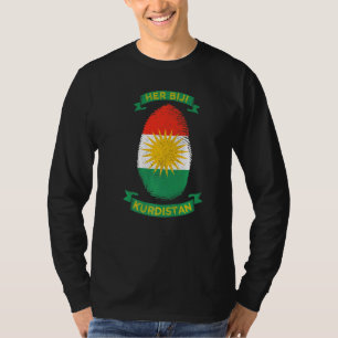 Camiseta Seu Biji Kurdistan Flag Kurde Fingerprint
