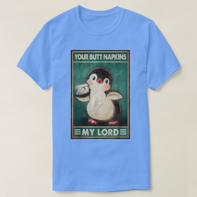 Camiseta Seu bumbum guarda meu senhor pinguins engraçado di (Frente do Design)