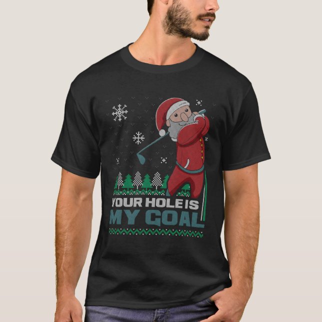Camiseta Seu Buraco É Meu Goal Papai Noel Golf Feio (Frente)