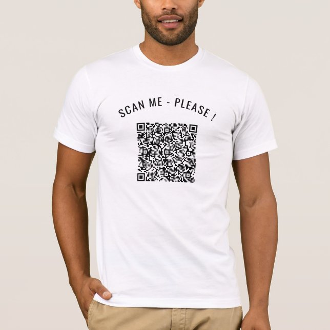 Camiseta Seu código QR digitaliza informações engraçadas pe (Frente)