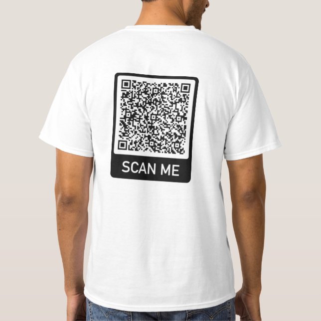 Camiseta Seu código QR - Informações de verificação de cami (Verso)