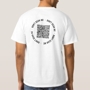 Camiseta Seu código QR Informações de verificação Texto per