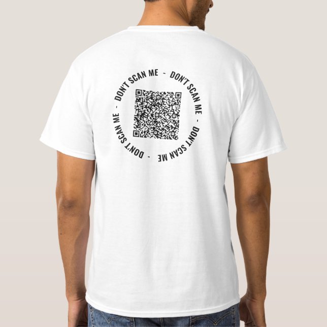 Camiseta Seu código QR Informações de verificação Texto per (Verso)
