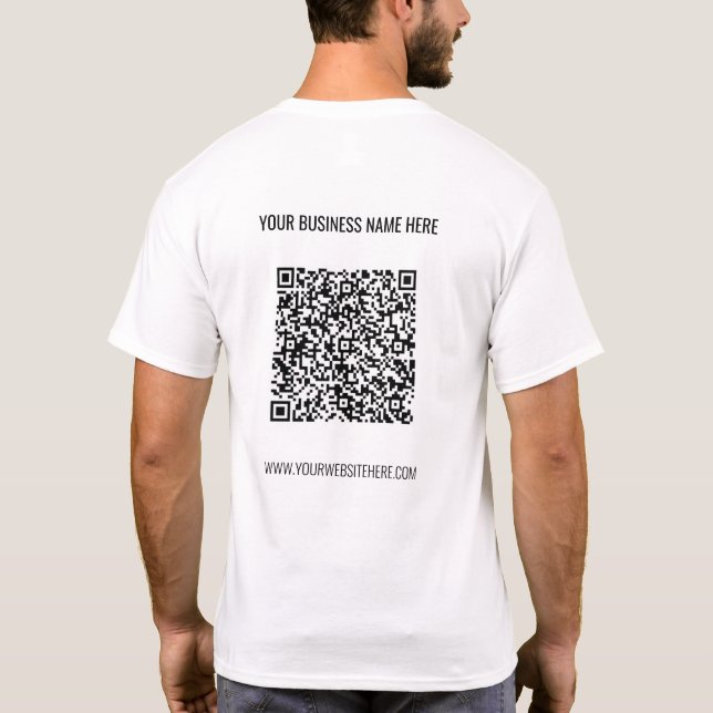 Camiseta Seu código QR Nome comercial Nome do site Empresa  (Verso)