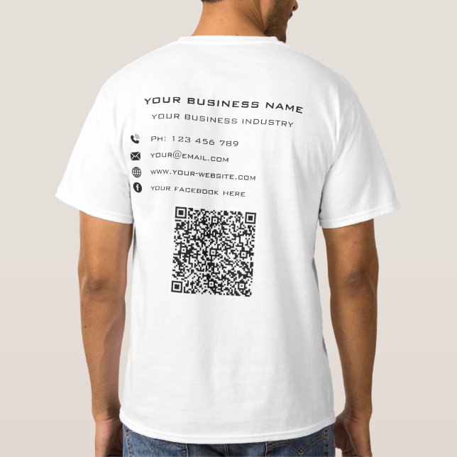 Camiseta Seu código QR Nome de texto personalizado Nome com (Verso)