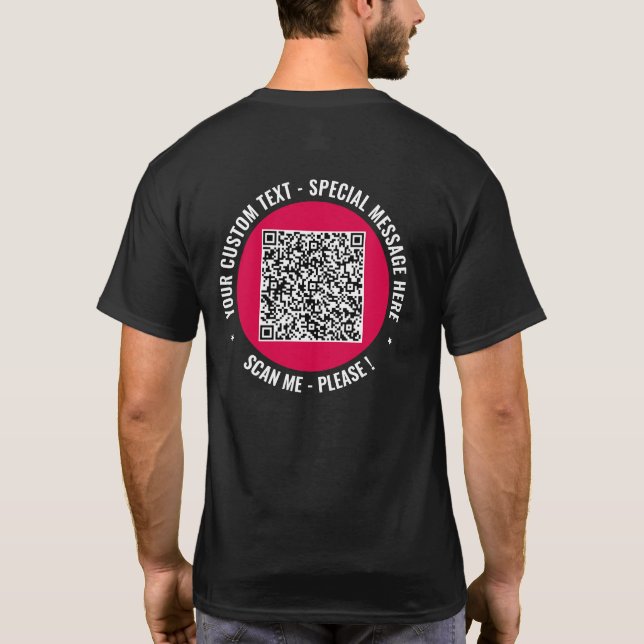 Camiseta Seu código QR Promocional de texto personalizado c (Verso)