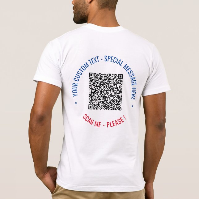 Camiseta Seu código QR Texto personalizado Engraçado Modelo (Verso)
