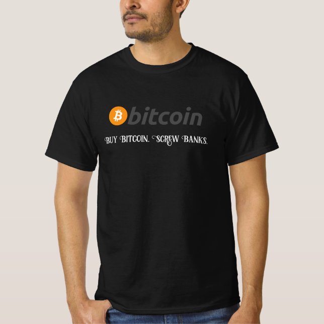 Camiseta Seu Comprar de texto/cor Bitmoney tem parafusos de (Frente)