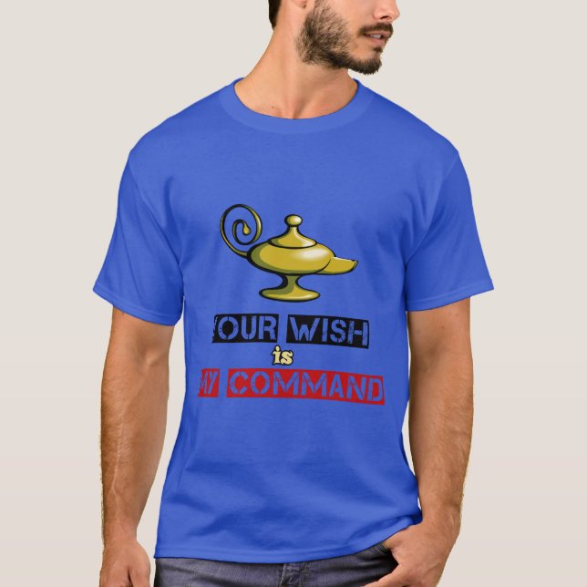 Camiseta Seu desejo é o meu Design de Lâmpada Aladino de Co (Frente)