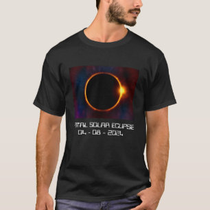 Camiseta Seu Eclipse Solar Escuro de Texto/Cor 2024