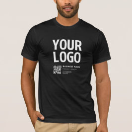 Camiseta Seu logotipo c/ código QR e texto editáveis