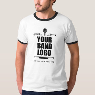 Camiseta Seu logotipo de Banda preto e branco