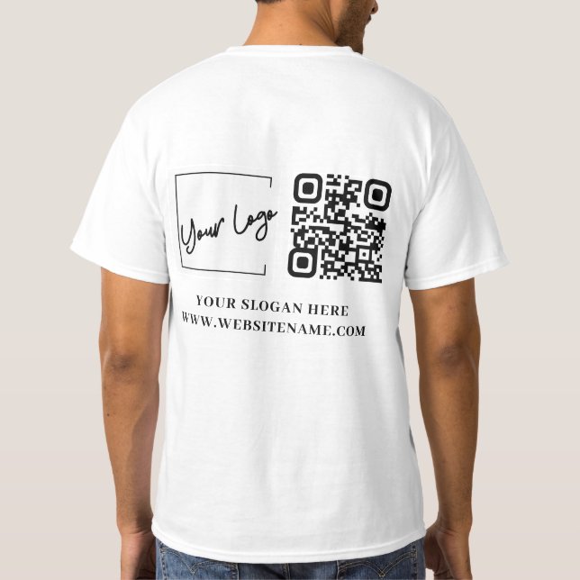 Camiseta Seu logotipo de empresa Código Qr personalizado (Verso)