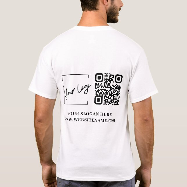 Camiseta Seu logotipo de empresa Código Qr personalizado (Verso)