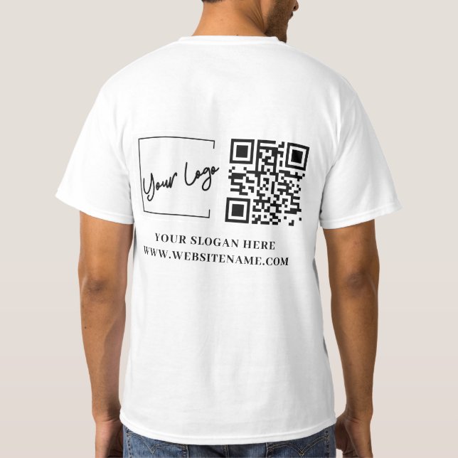 Camiseta Seu logotipo de empresa Código Qr personalizado (Verso)