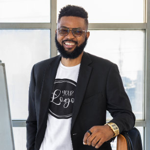 Camiseta Seu logotipo empresarial em círculo preto