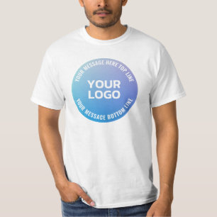Camiseta Seu logotipo   Texto circular e do Ombre Azul a Ro
