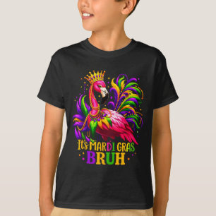 Camiseta Seu Mardi Gras Bruh Fã de Flamingo Festa Diversão