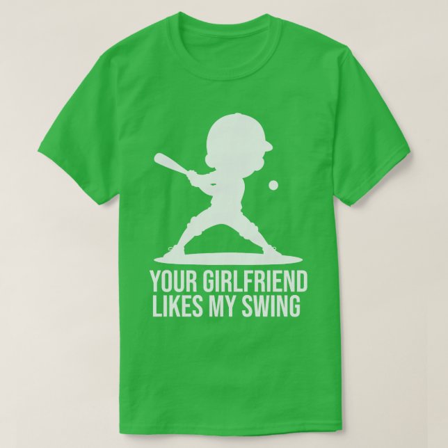 Camiseta seu namorada gosta do meu balanço (Frente do Design)