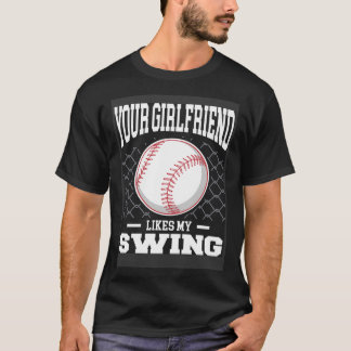 Camiseta Seu Namorada Gosta Dos Meus Homens De Baseball 1