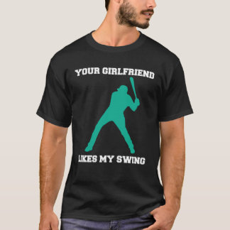 Camiseta Seu Namorada Gosta Dos Meus Homens De Baseball Swi