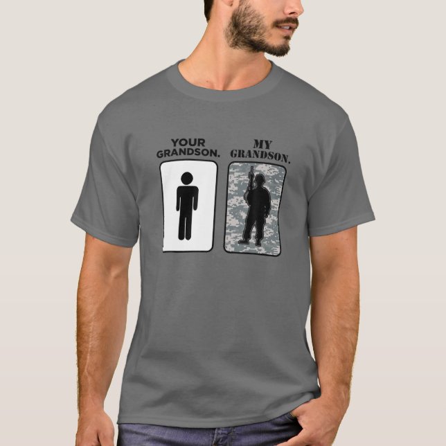 Camiseta Seu neto, meu neto Exército Militar Vovó G (Frente)
