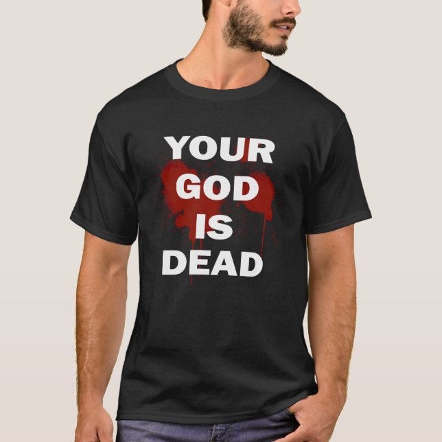 Camiseta Seu Nine God polegadas é Nails Ateu Cabeça de Meta (Frente)