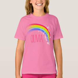 Camiseta Seu nome abreviado, Rainbow Red