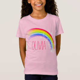 Camiseta Seu nome abreviado, Rainbow Red