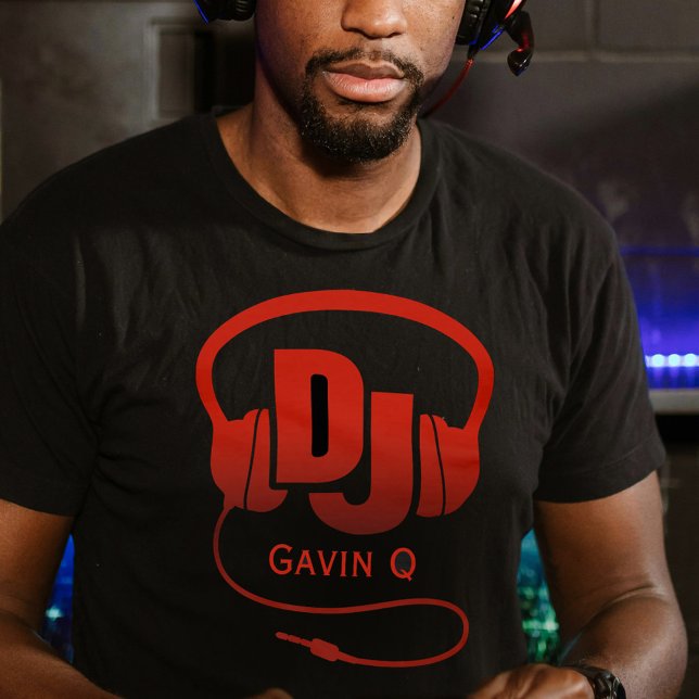 Camiseta Seu nome é Red DJ fones de ouvido (Criador carregado)