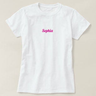 Camiseta Seu Nome ou Monograma em Script Retro Rosa