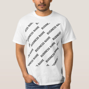 Camiseta Seu Padrão de Nome de Negócios Preto & Branco