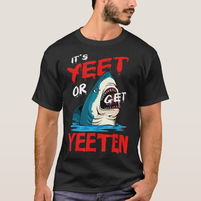 Camiseta Seu Pé Ou Engraçado No Mar De Tubarões De Yeeten (Frente)