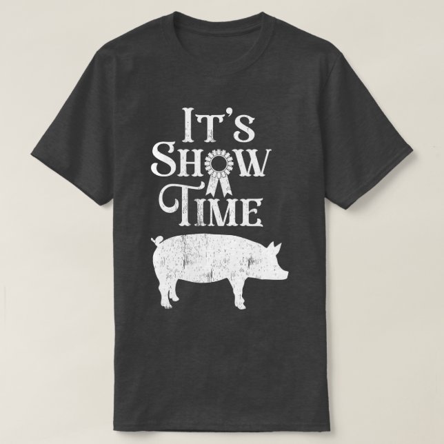 Camiseta Seu Show Time Swine Show Pig Lover County Fair Gif (Frente do Design)